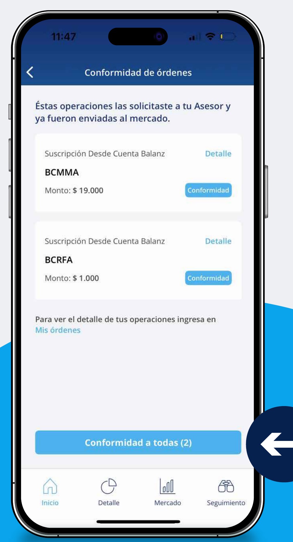 Botón Conformidad a todas