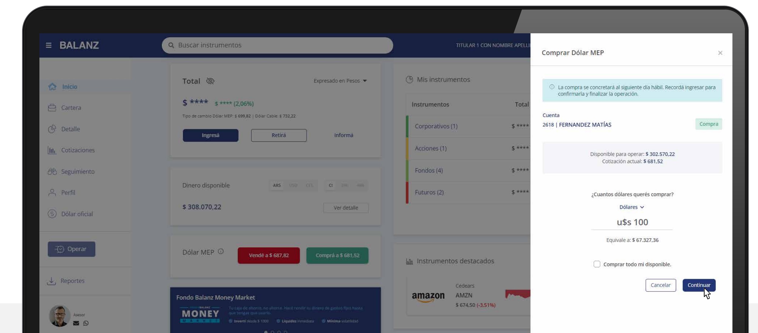 Ingresar cuántos dólares comprar